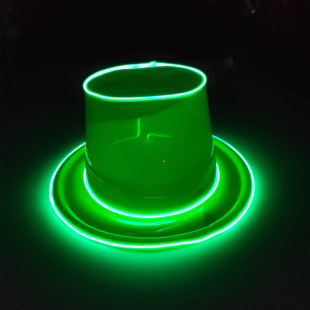 Cross-Border New Luminous Hat Colorful Led Stage Performance Party Props Men and Women Fluorescent Jazz Hat Pvc Rose Pink
