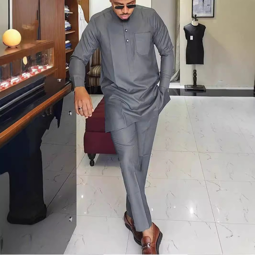 2024 새로운 아프리카 남성 민족 세트 국경 뜨거운 하이 퀄리티 자수