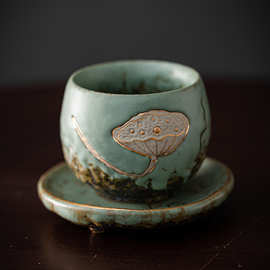 茶杯陶瓷单个主人杯套装茶碗茶盏官窑手工粗陶复古品茗杯功夫茶具