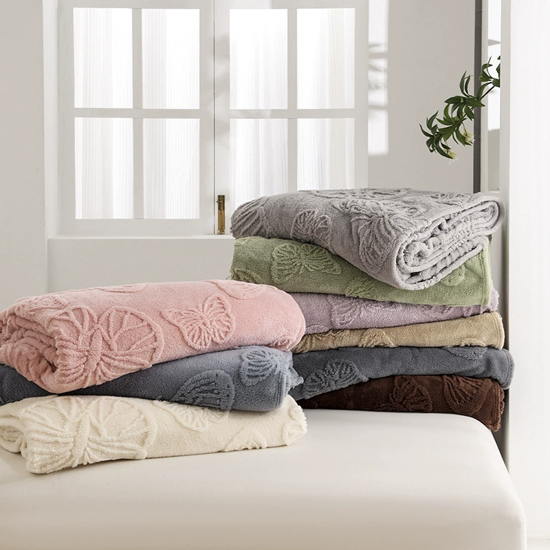 Сплошной цвет бабочки трехмерное жаккардовое одеяло двухсторонний плюшевый хлопок одеяло автомобильное одеяло башня гибискуса диван одеяло подарок