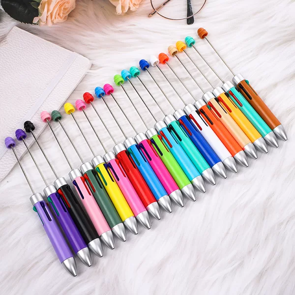 Creative Mini DIY Business Four-Color Beaded Pen Cute Educational Multi-Color Jewelry Beaded Ballpoint Pen Ready for Sale