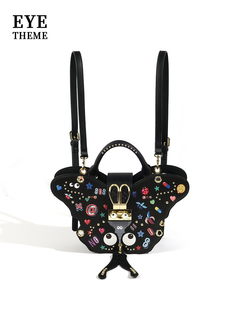 Diseño noble de mujer mariposa impresa bolsa de bloqueo diosa bolso de doble clic multipropósito 2642 #