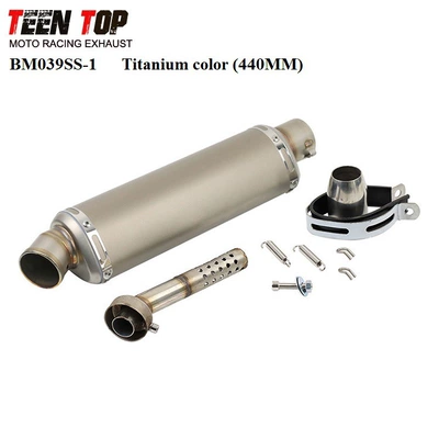 Motorcycle modified exhaust Yongyuan MT07 ER6N 502C Jicun triangle Scorpio modified exhaust pipe muffler (Exhaust manifold) - long-style-titanium-color