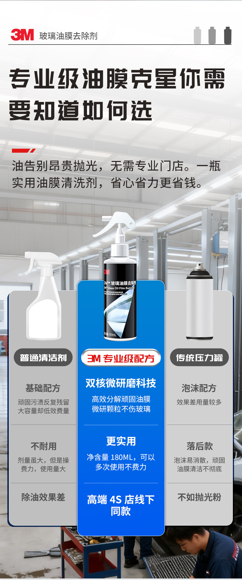 3m Car Windshield Glass Oil Film Remover, Cleaner, Heavy Oil Film Stain Remover