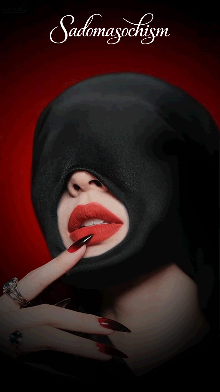 Black Nylon SM-Style Headgear Mask with Dual Openings for Adult Role Play — detail image 1