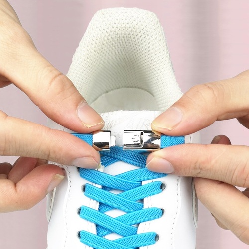 Lazy person's shoe lace elastic band, unisex flat lace-free shoe lace fastener, press to fix shoe lace