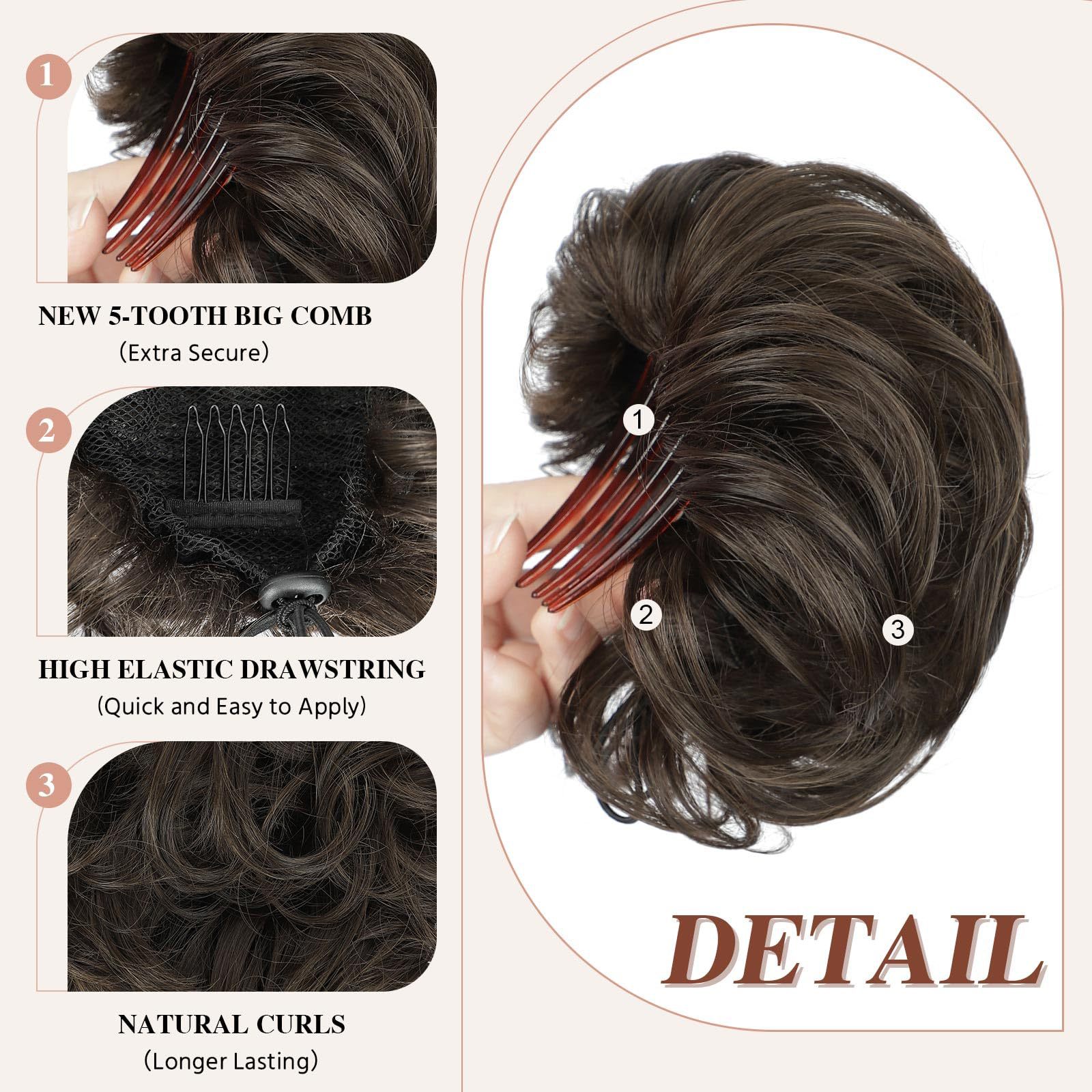 Hair Comb Drawstring Messy Short Curly Hair Bag Short Ponytail Hair Bag Wig European and American Style Dress-up Synthetic Chemical Fiber