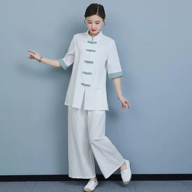 Yoga clothing, set, Chinese style, cotton and linen
