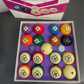 工厂直销现货国产雅乐康12A梅花水晶球黑八新款美式台球17个球