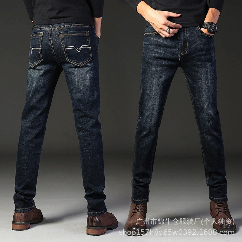 2026 Summer and Autumn New Men's Jeans, Thin Slim-Fit Straight-Leg High-End Trendy Business Casual Pants Wholesale