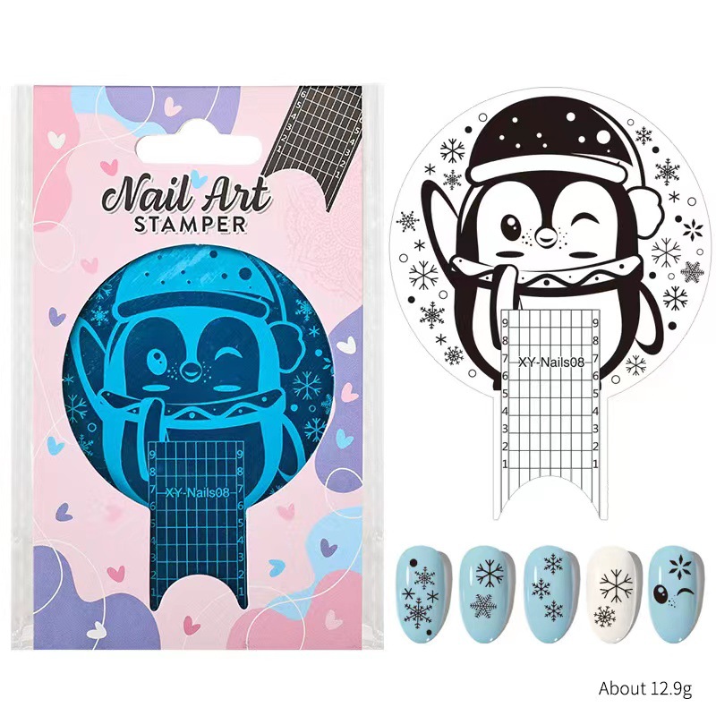 Nuevo producto transfronterizo plantilla de impresión de uñas película azul bricolaje redondo multifuncional impresión de uñas esmalte de uñas placa de acero pintada