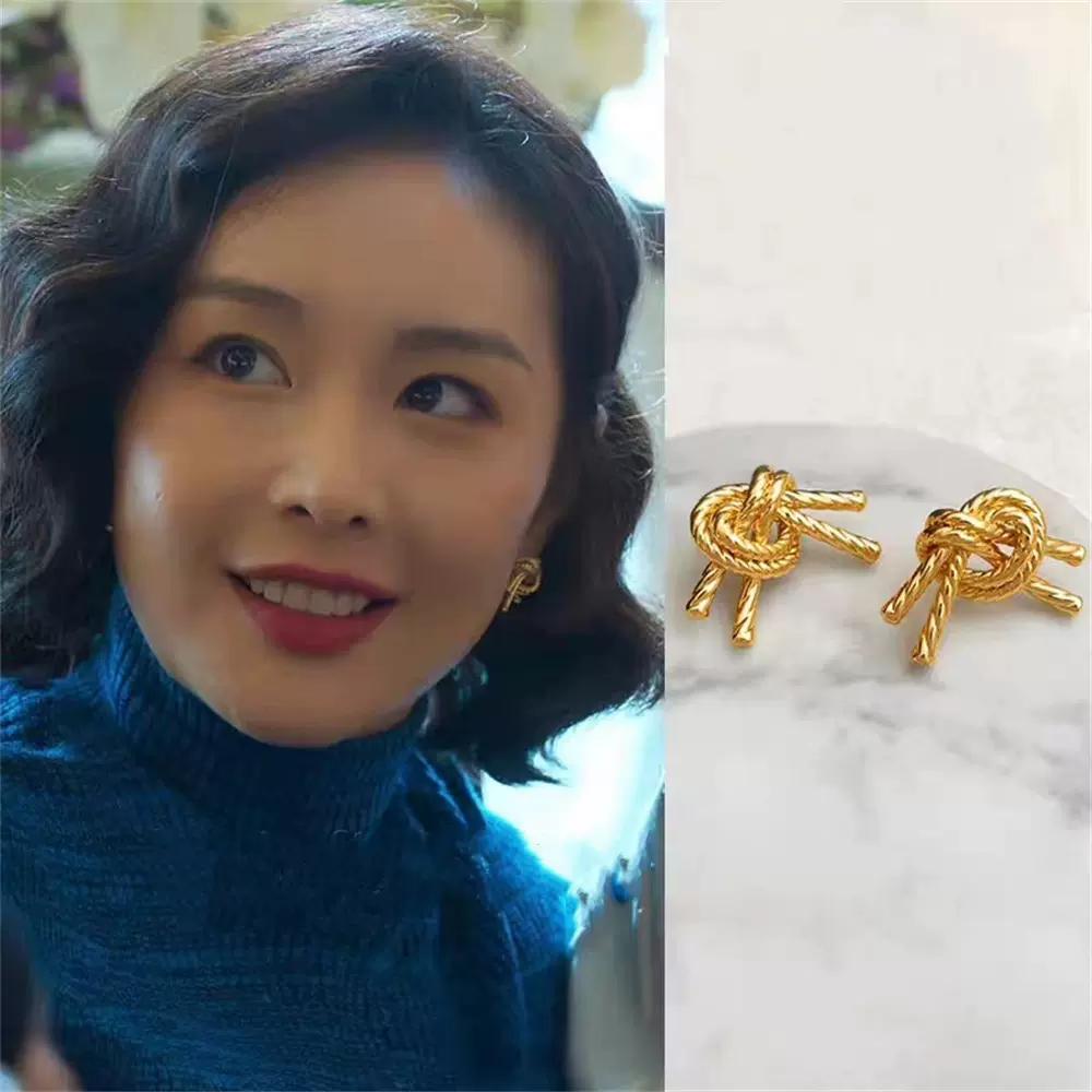 狂飙陈书婷大嫂同款金色耳环女小众设计高级感耳钉冷淡风气质耳饰