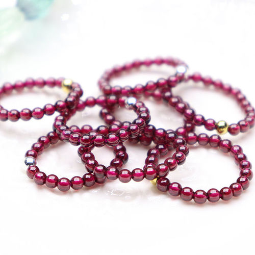 New Internet celebrity live broadcast with the same natural wine red garnet ring round bead finger 14K gold bead index finger ring women's stone