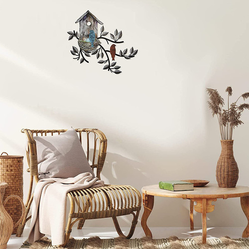 Cross-border metal birdhouse wall decoration colorful iron mural wall birdhouse wall hanging living room decorative art wall
