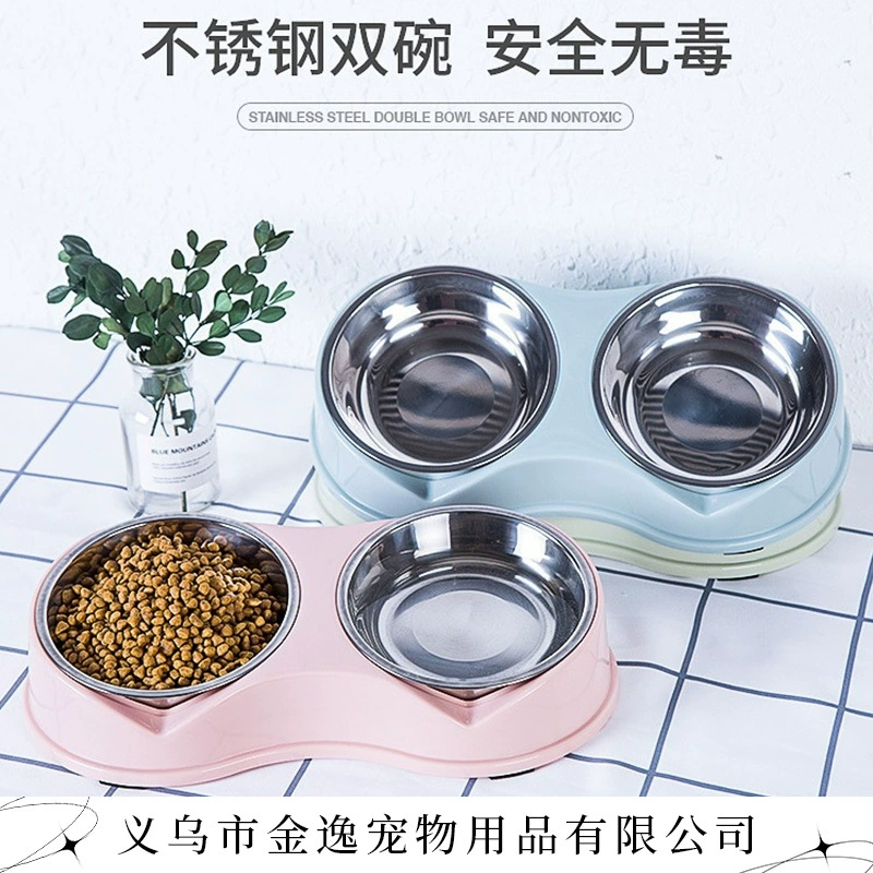 Производители оптовая продажа из нержавеющей стали домашних животных двойная миска круглая анти-опрокидывание собачьей миски миски для кошек миски для кошек