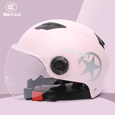 Motosiklet kaskı (dəbilqə) Helmet, Motorcycle Safety Helmet - cherry-blossom-powder-with-transparent-mirror