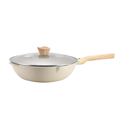 Medical stone wok non-stick pan household frying pan frying pan frying pan less oil smoke induction cooker gas stove universal