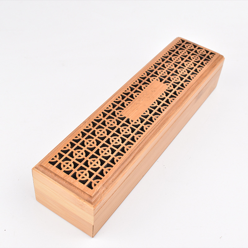 Er Li Double-layer Bamboo Wooden Line Incense Box for Lying Incense Furnace Horizontal Incense Insert Household Indoor Hollow-out Ailwood Sandalwood Smoked