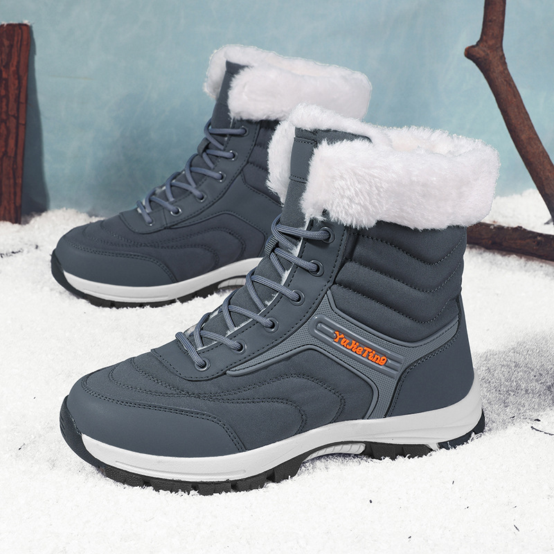Botas de nieve transfronterizas de invierno para hombres y mujeres con zapatos de algodón calientes antideslizantes zapatos de altura media de tamaño grande comercio exterior