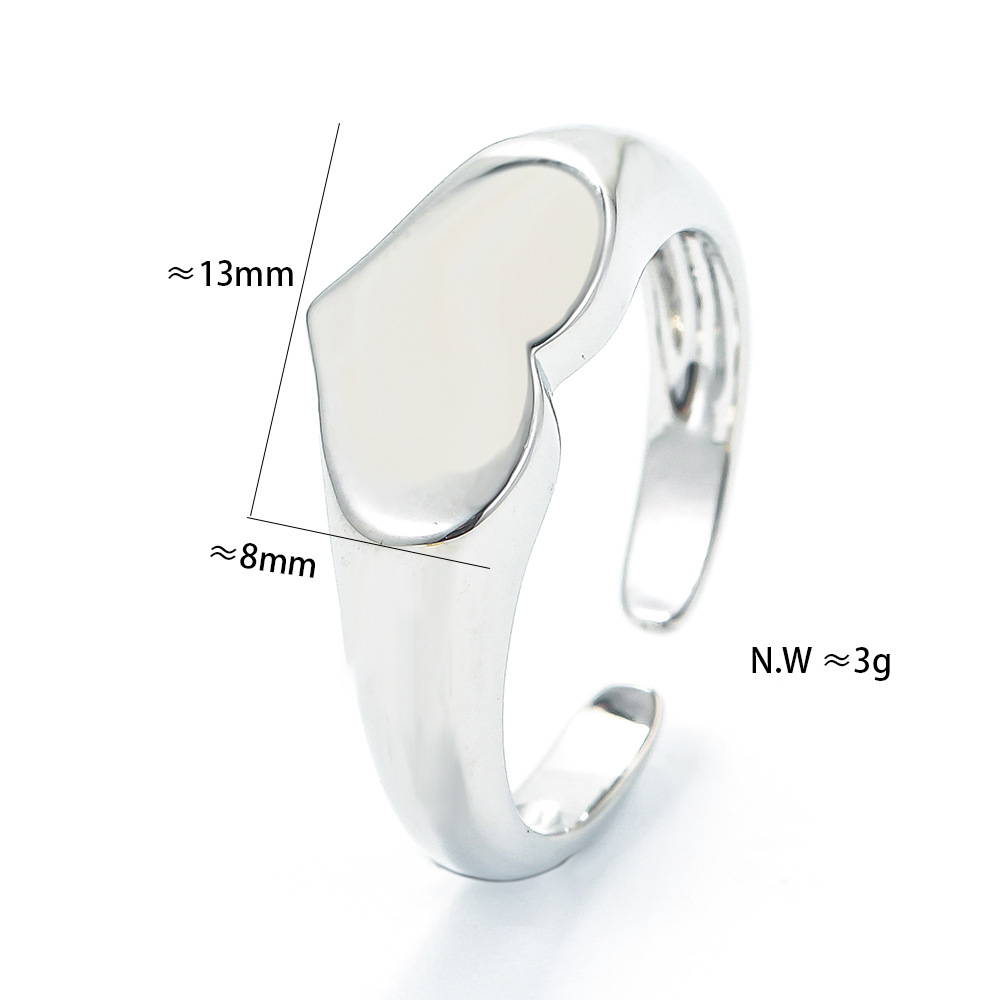 Plating Design Fashion Style Fashion Glossy Heart Geometric Copper Ring Wholesale Nihaojewelry