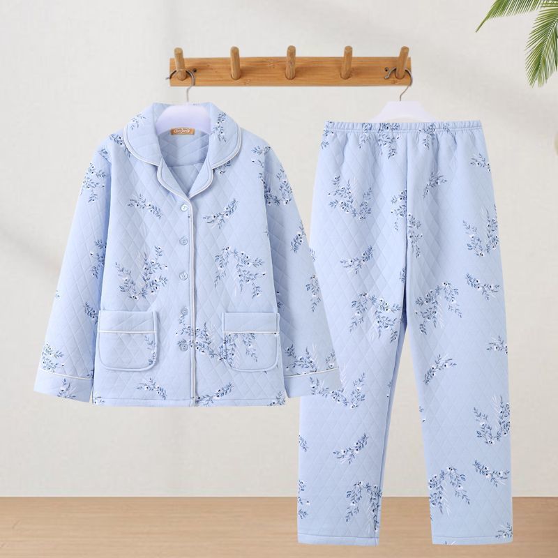 Invierno de aire algodón 100% pijamas de algodón grueso de las mujeres Primavera, Otoño e Invierno desgaste del hogar más tamaño desgaste exterior capa intermediaria