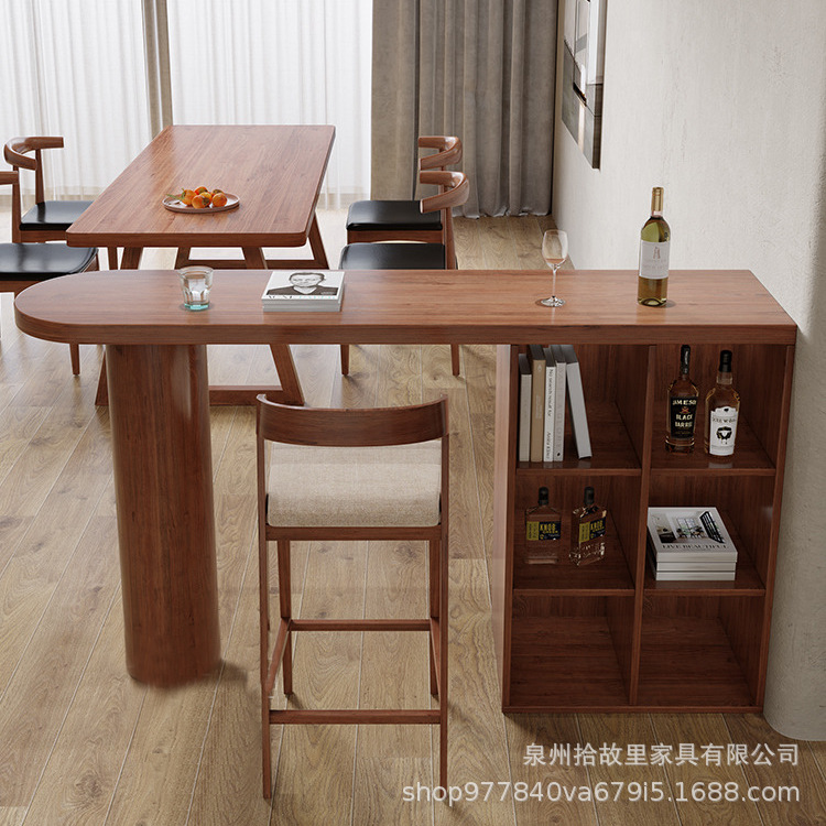 Living Room Bar Table Home Solid Wood Long Table High Partition Balcony Wall Narrow Table Creative Grid Cabinet Bar Table