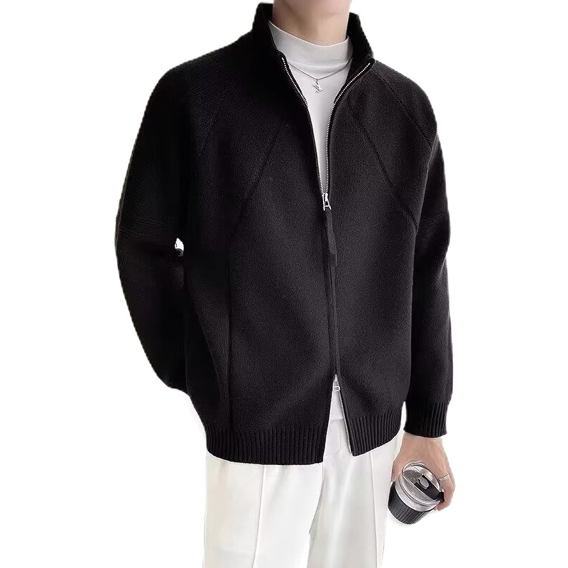 Explosiones transfronterizas de tamaño europeo suéter de cremallera doble chaqueta cardigans chaqueta suéter de punto fábrica de negocios al por mayor