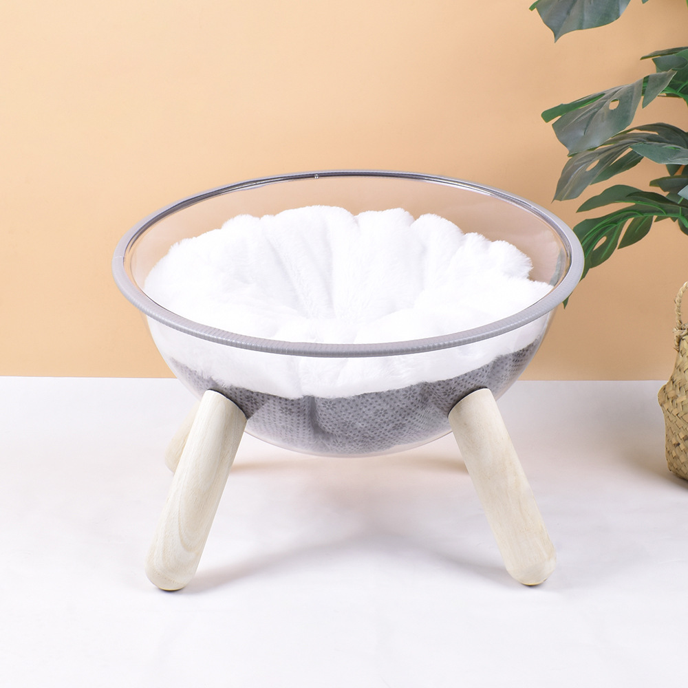 Cápsula espacial transparente para gatos, nido para gatos, marco de escalada para gatos, casa para gatos PET de madera maciza, sala de partos para gatos de madera esférica, universal para todas las estaciones