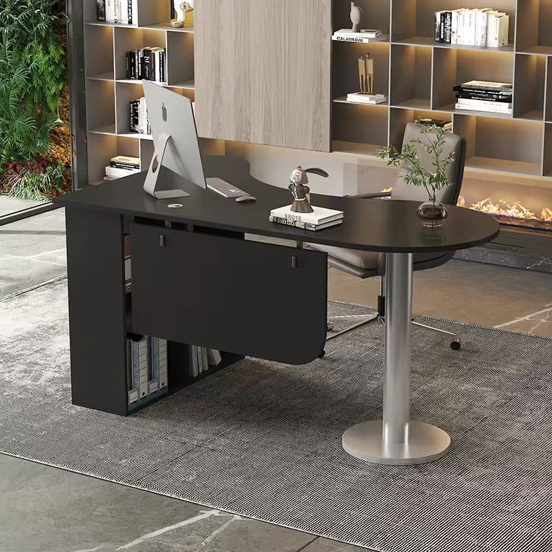 Simple and thickened curved computer desk, high-end single-person desk with integrated bookshelf, suitable for students and home use, corner desk