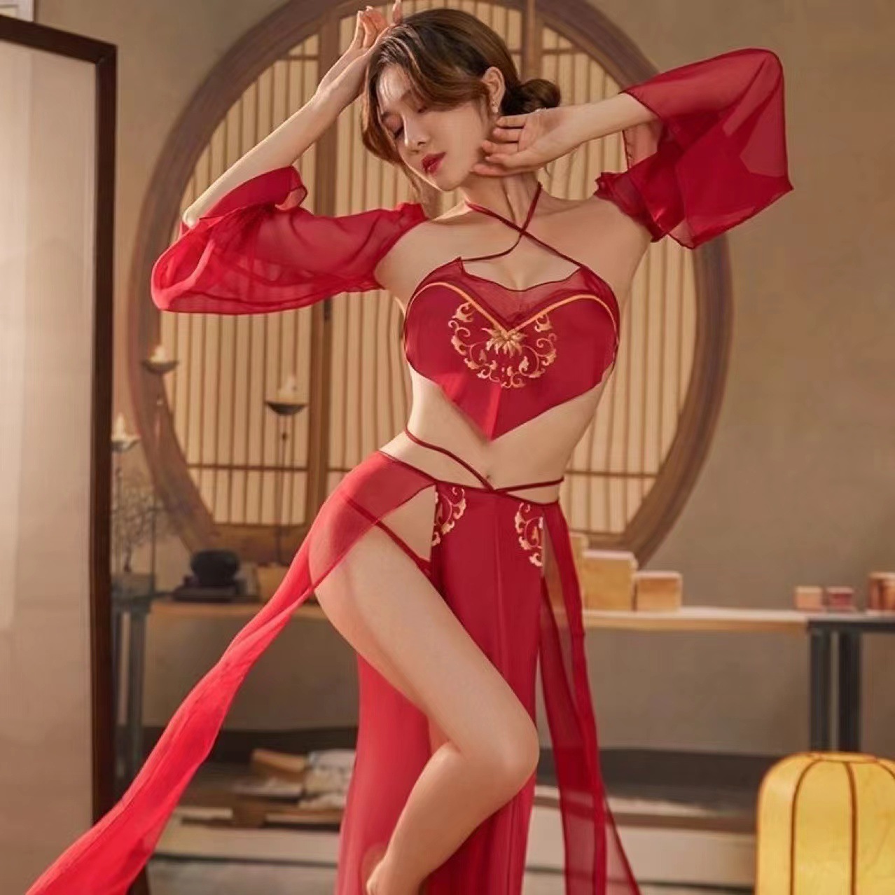 레드 159 (소매 복대 스커트와 속옷)