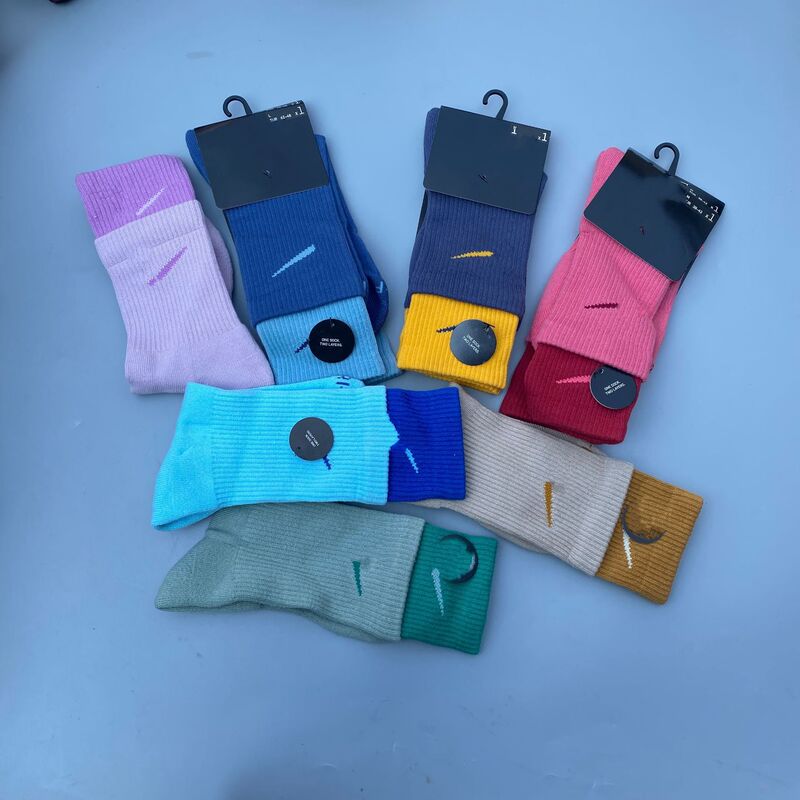 Suwannex Color-Blocked Double-Layer Socks for Men and Women, Mid-Length Towel-Bottom Sports Socks for Running and Basketball
