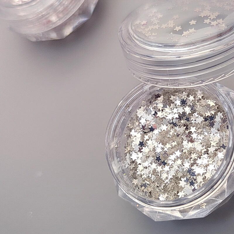 星星亮片美甲饰品网红爆款大小混银色五角星迷你超薄指甲贴片装饰|undefined