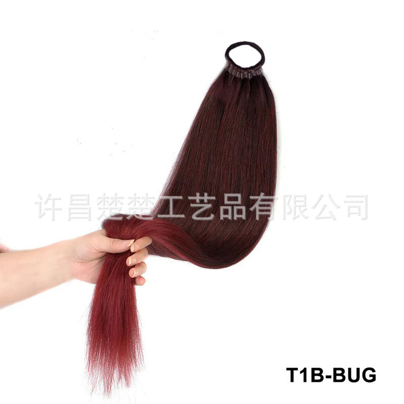 Comercio exterior transfronterizo peluca europea y americana cola de caballo pelo largo y liso cola de caballo sintética extensión de cabello cola de caballo de mujer trenzas falsas al por mayor