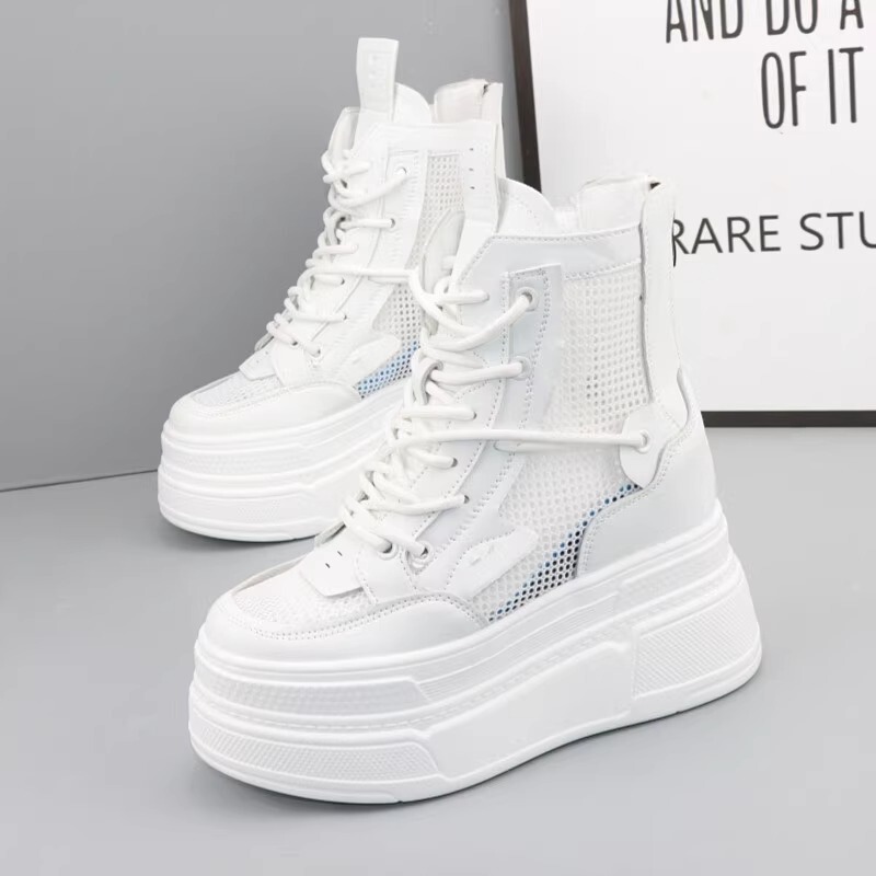 Thick 12cm Inner Height Boots Small 2025 Summer New Wedding Dress Artifact Casual Breathable Board Shoes Short Boots