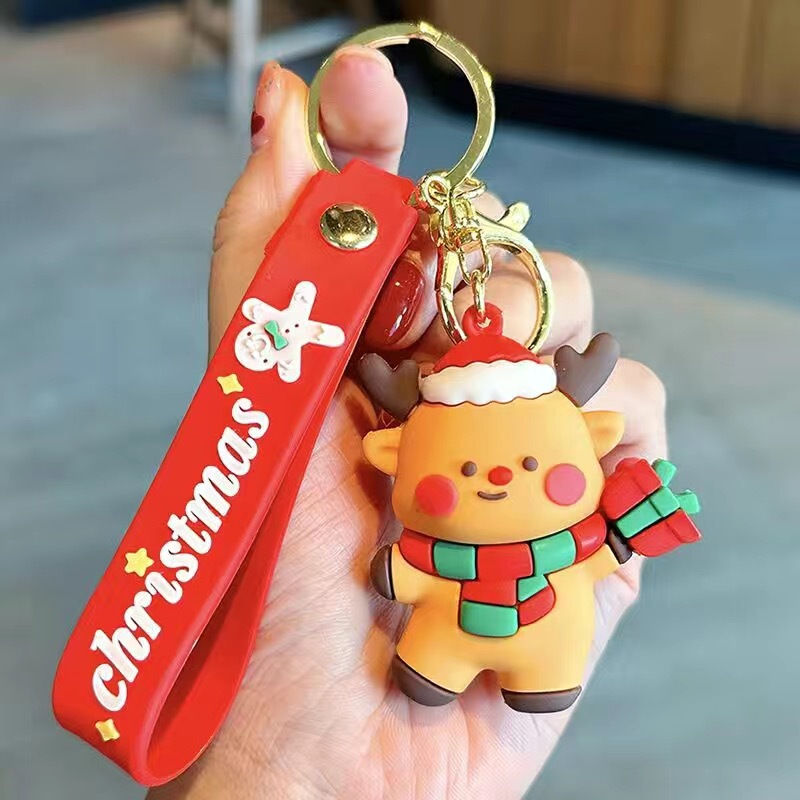 クラシックな新しいクリスマスキーホルダー人形ペンダントクリスマスツリートナカイ雪だるまキーホルダー子供キャッチャー小さなギフト|undefined