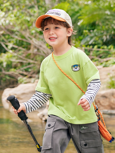 RightO European-style Boy's Fake Two-Piece Long-Sleeve T-Shirt for Autumn & Spring — New Collection of Children's Clothing, Kids' Base Layer Tops for Fall