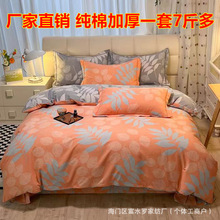 炫耀 水星家纺全棉四件套200支纯棉加厚磨毛长绒棉被套床单4套件
