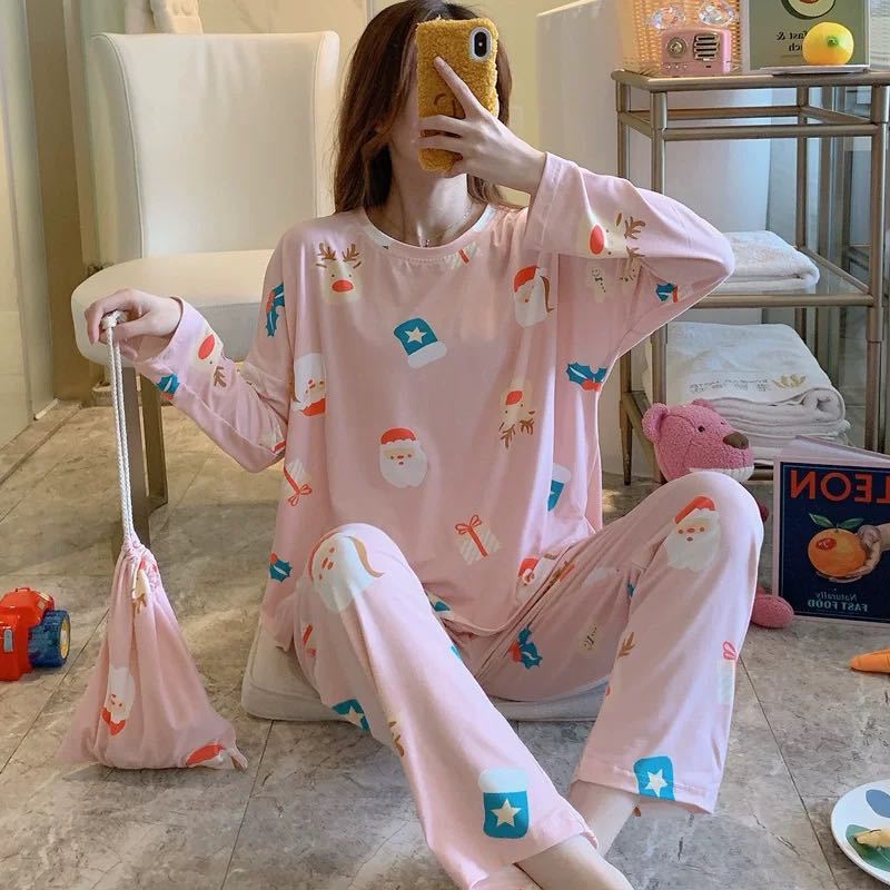 Pijamas de manga larga de las mujeres de primavera y otoño más tamaño pijamas de verano de las mujeres ropa de abrigo estilo coreano pijamas de las mujeres más tamaño traje de desgaste para el hogar
