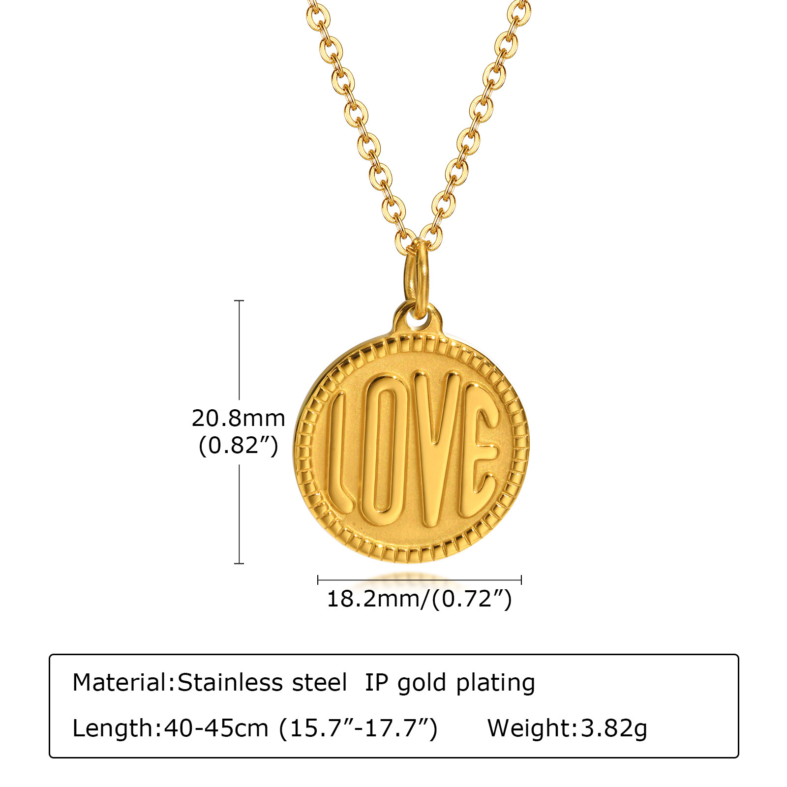 Retro Geometric Stainless Steel Gold Plated Zircon Pendant Necklace