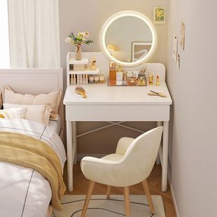 Dressing Table Bedroom Simple Modern Dressing Table 2024 New Cream Style Small Apartment with Makeup Mirror Integrated Table