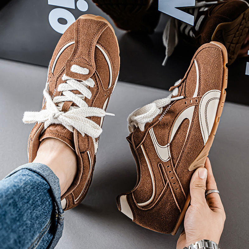 2025 Spring New Retro German Training Shoes Versatile Flat White Casual Lightweight Sports Shoes Men's Shoes