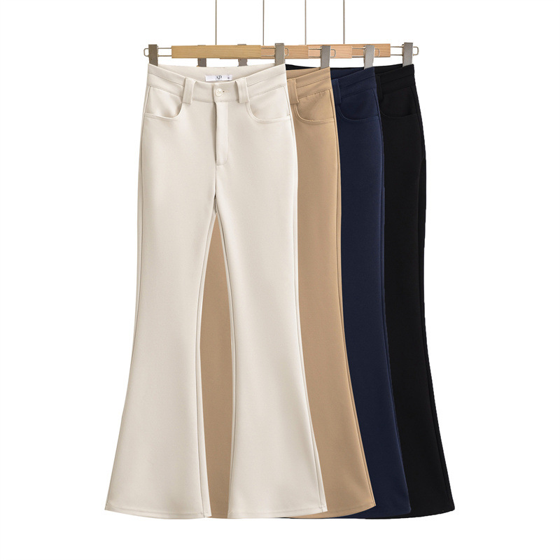 Trendy High-Waisted Flared Pants for Women, Fall 2025 New Fashion Versatile Slim Fit Solid Color Casual Pants