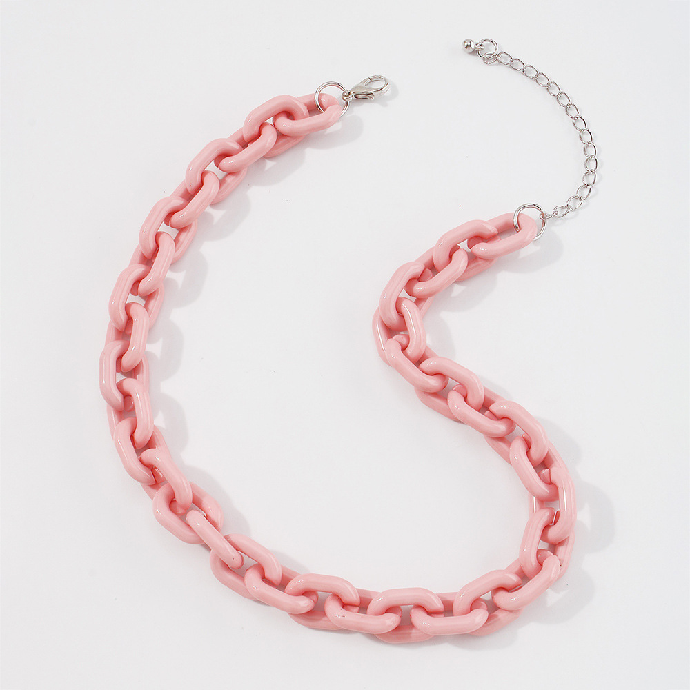 wholesale jewelry punk style color thick chain necklace nihaojewelry