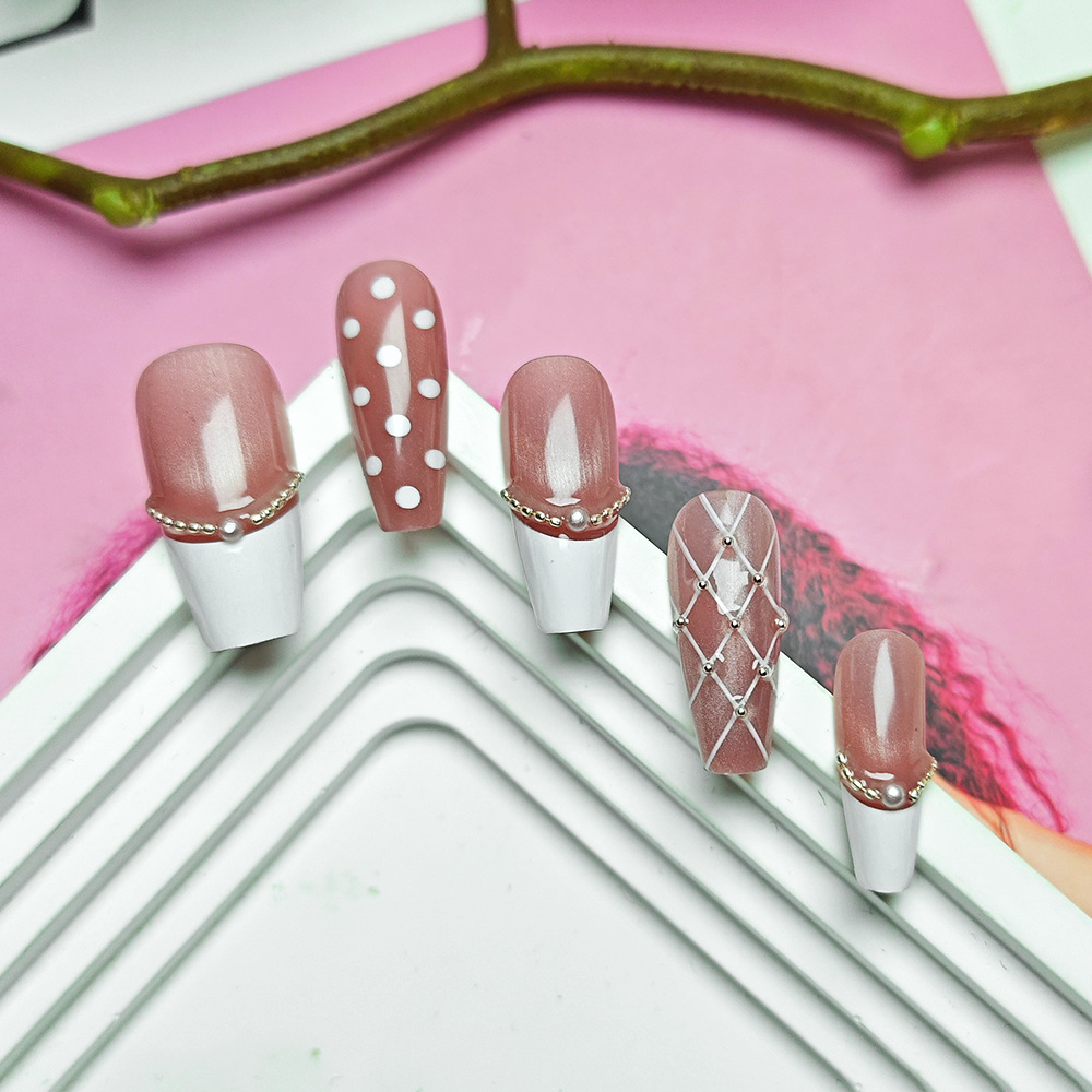 10 piezas de malla de diamante, armadura portátil hecha a mano, simple ojo de gato, uñas de uñas de diamantes, parche de uñas de perlas de moda image 4