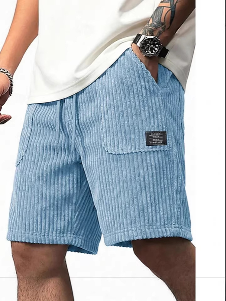 casual corduroy solid color comfortable breathable travel shorts