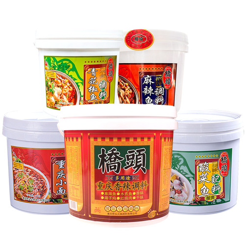Qiaotou pickled fish seasoning 5kg barrel commercial spicy fish green pepper fish Chongqing small fabric sauce multi-purpose