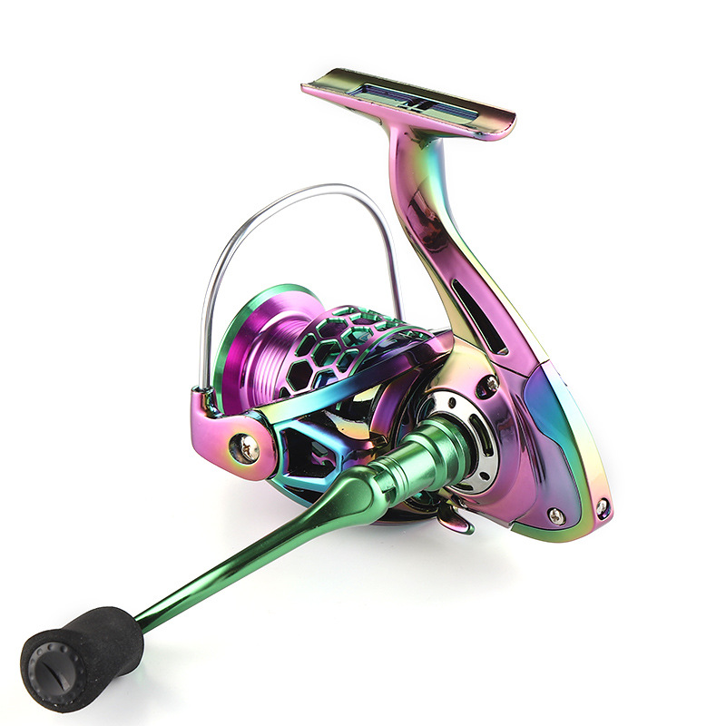 Rueda de hilado de tiburón de oro color brillante metal chapado pintura rueda de pesca de alambre de aleación de aluminio de aviación taza sin hueco rueda de hilado