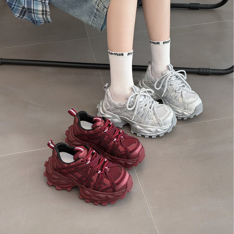 Women's Dad Shoes 2026 New Model with Rhinestones, Breathable Mesh Sports Casual Shoes, Versatile Platform Thick-Soled Height-Increasing Running Shoes Women's Dad Shoes 2026 New Model with Rhinestones, Breathable Mesh Sports Casual Shoes, Versatile Platform Thick-Soled Height-Increasing Running Shoes