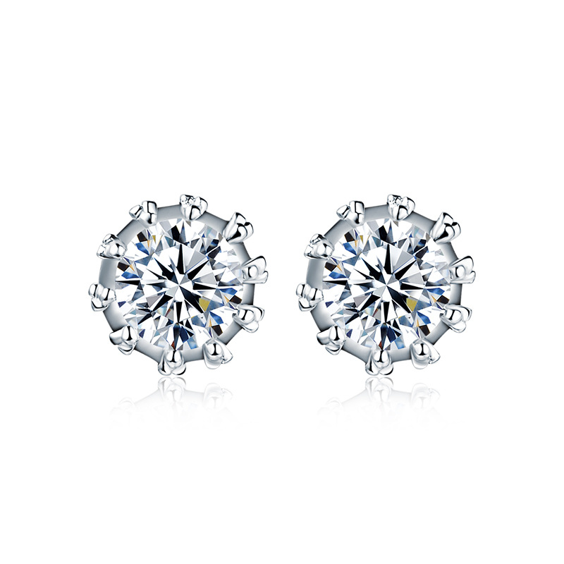 925 plata esterlina corona zircón pernos de orejas para mujeres pequeñas y exquisitas orejas agujeros de orejas pernos de hueso de orejas nicho aretes de alta calidad