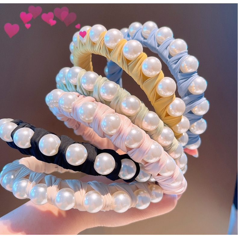 Korea Solid Color Geometric Pearl Headband Wholesale display picture 15